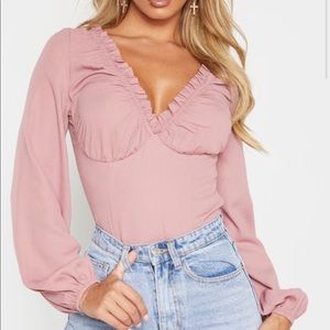 Pink bodysuit blouse